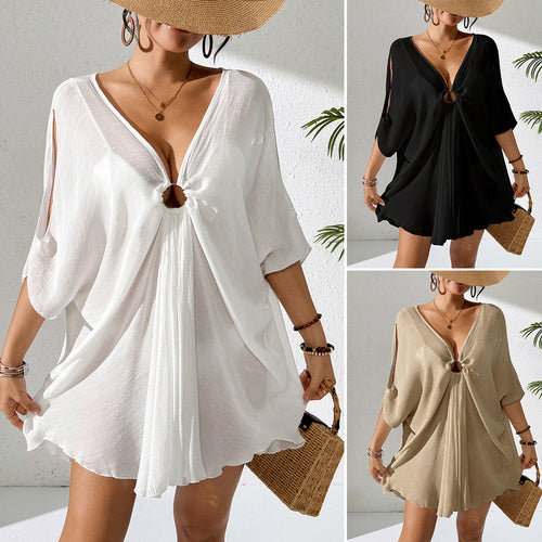 Damen Kaftan mit tiefem V-Ausschnitt und zurückgezogenem Design EB