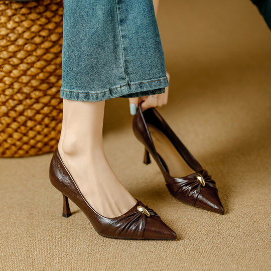 Damen elegante spitze Pumps mit raffinierter Schleifenapplikation EB