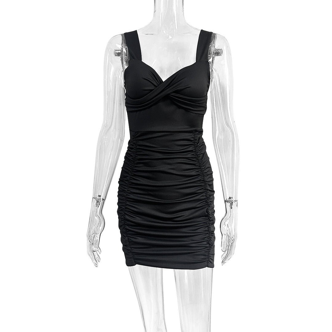 Damen figurbetontes Wickelkleid mit elegantem Rüschen-Design EB