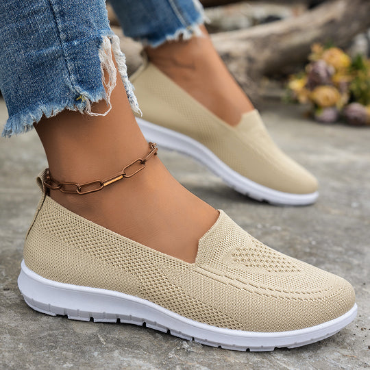 Damen Atmungsaktive Slip-On Freizeitschuhe mit komfortablem Absatz EB
