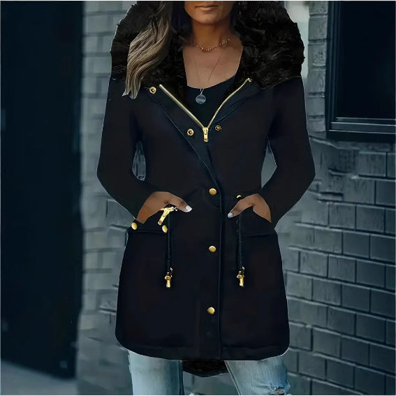Damen winterliche Parka mit abnehmbarem Pelzkragen EB