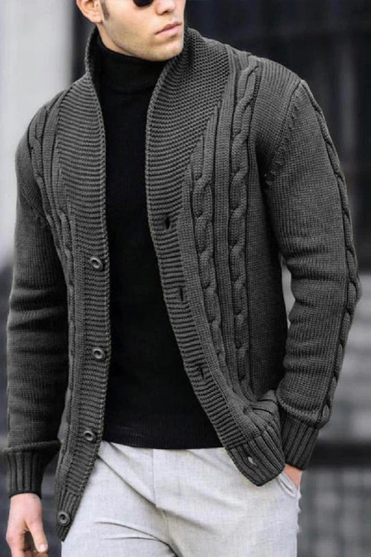 Herren Strickjacke mit robustem Zopfmuster und langlebigem Knopfverschluss EB