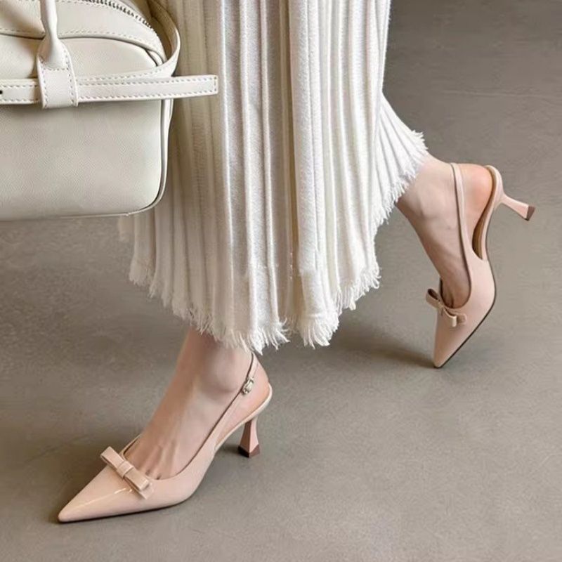 Damen elegante Slingback-Pumps mit zierlicher Schleifenverzierung EB