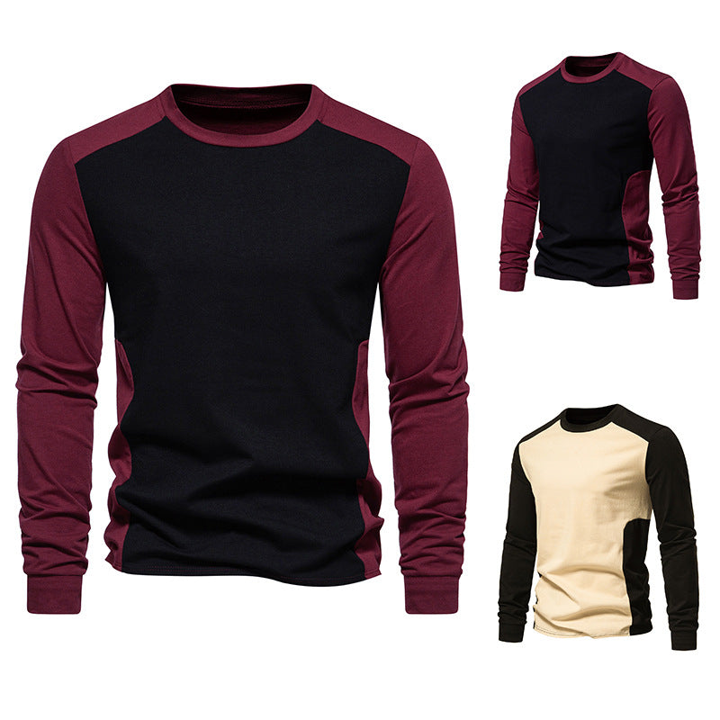 Herren Langarm-T-Shirt mit kontrastierenden Ärmeln und bequemer Passform EB