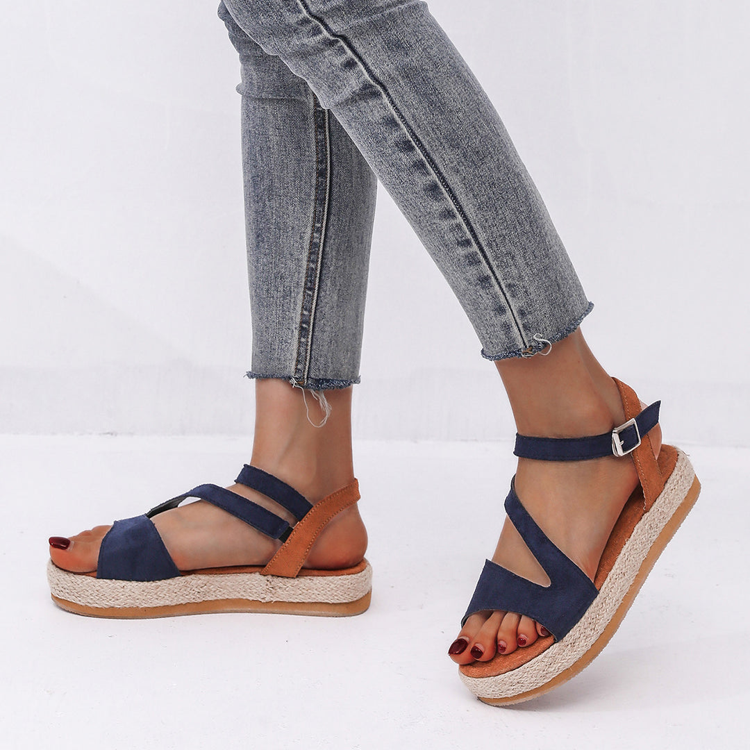 Damen Elegante und komfortable Keil-Sandalen mit verstellbarem Riemen EB