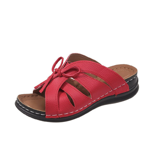 Damen Komfortable und modische Zehentrenner-Sandalen mit Schleifen-Design EB
