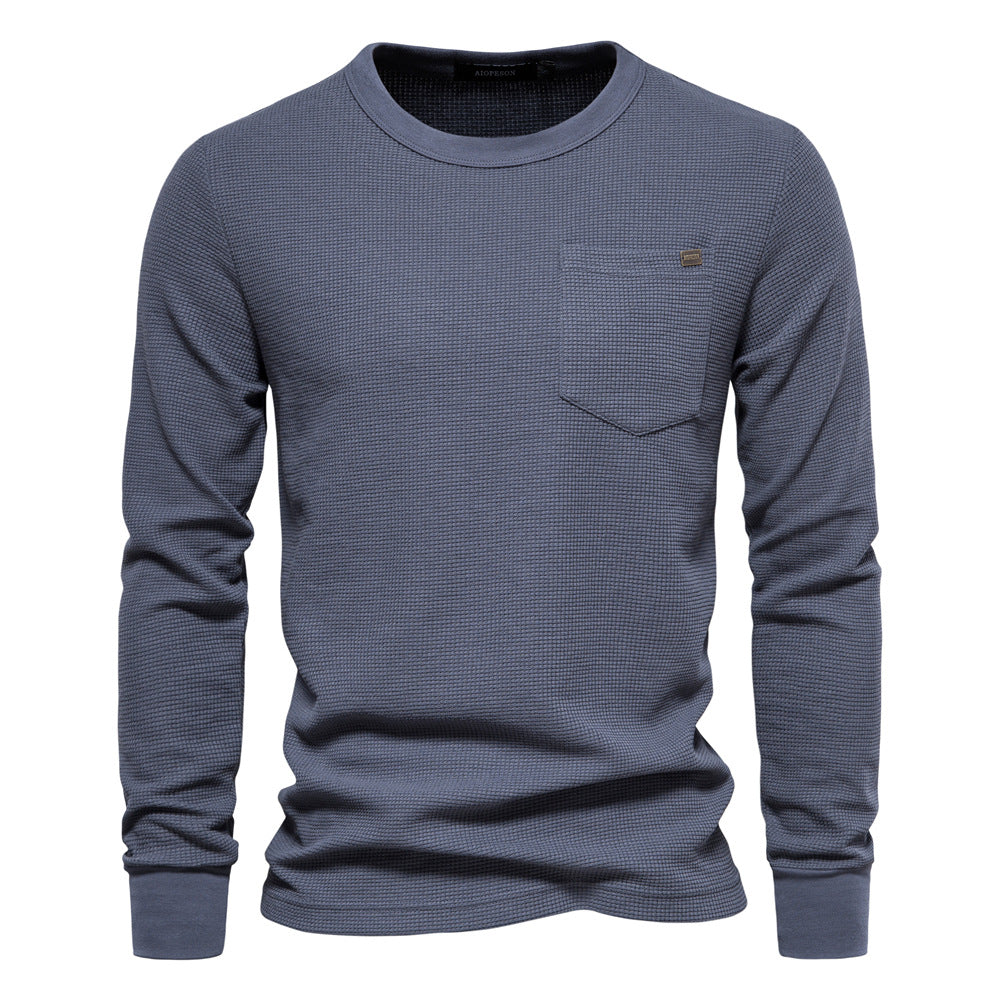 Herren Langarmshirt mit modularem Waffelstruktur und praktischer Brusttasche EB