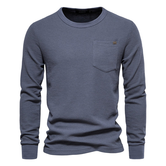Herren Langarmshirt mit modularem Waffelstruktur und praktischer Brusttasche EB