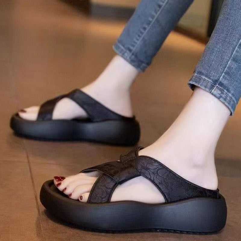 Damen Bequeme Slip-On Sandalen mit modischem Querriemen und rutschfester Sohle EB
