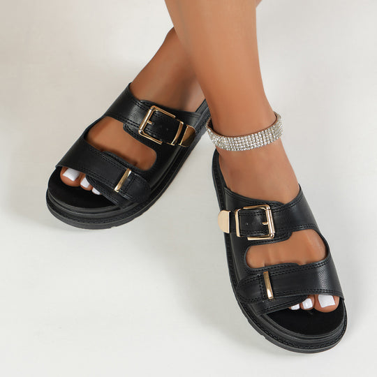 Damen Komfortable Clogs mit elegantem Schnallenverschluss und anatomischem Fußbett EB