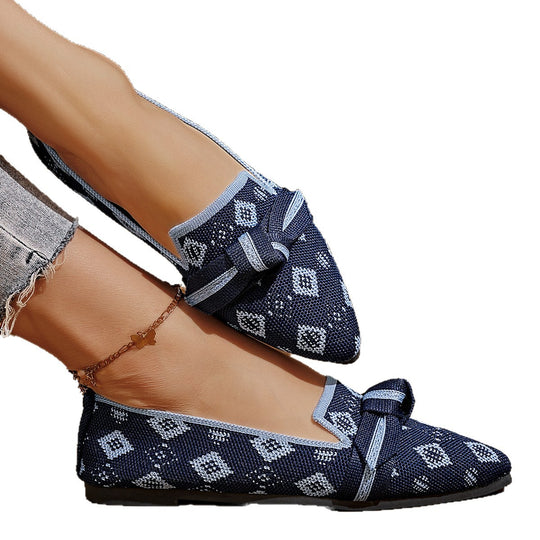 Damen Ballerinas mit elegantem Schleifen- und geometrischem Muster EB