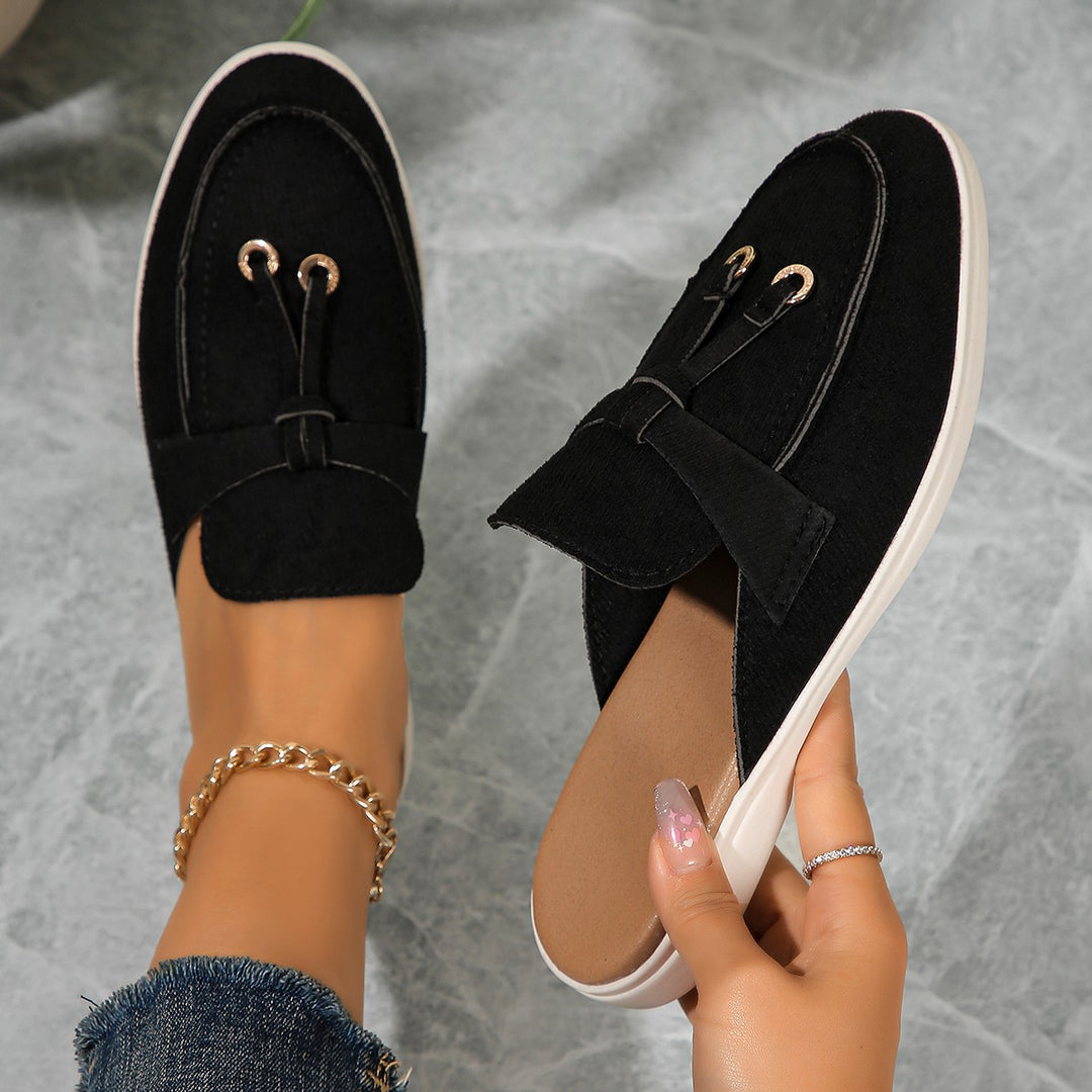 Damen Bequeme Slip-On Mokassins mit eleganter Schnallen-Applikation EB