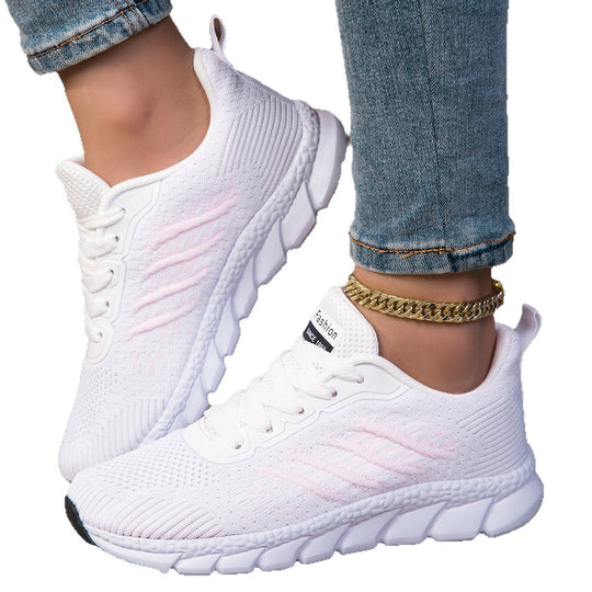Damen nan gestrickter Schlupf-Sneaker mit elastischem Schaft, Zier-Schnürung und segmentierter Dämpfungssohle EB
