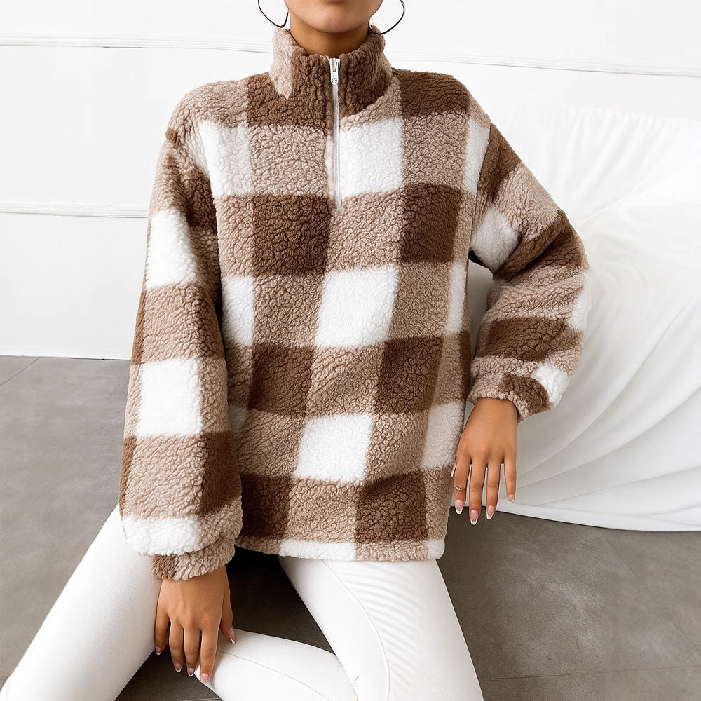 Damen Fleece-Pullover mit hohem Kragen und durchgehendem Reißverschluss EB