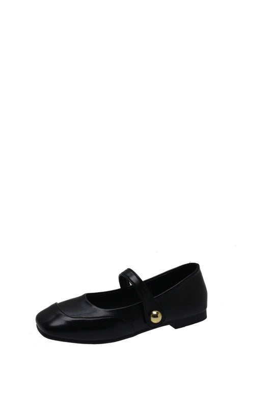 Damen Ballerinas mit elegantem Riemen und weicher Lederoberfläche EB
