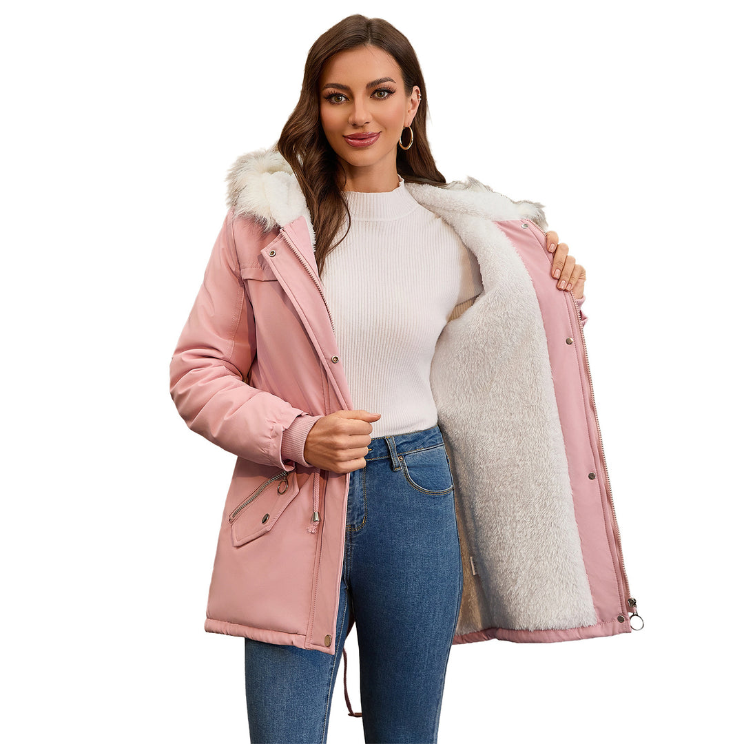 Damen modische Übergangsjacke mit kuscheligem Innenfutter und verstellbarem Bund EB
