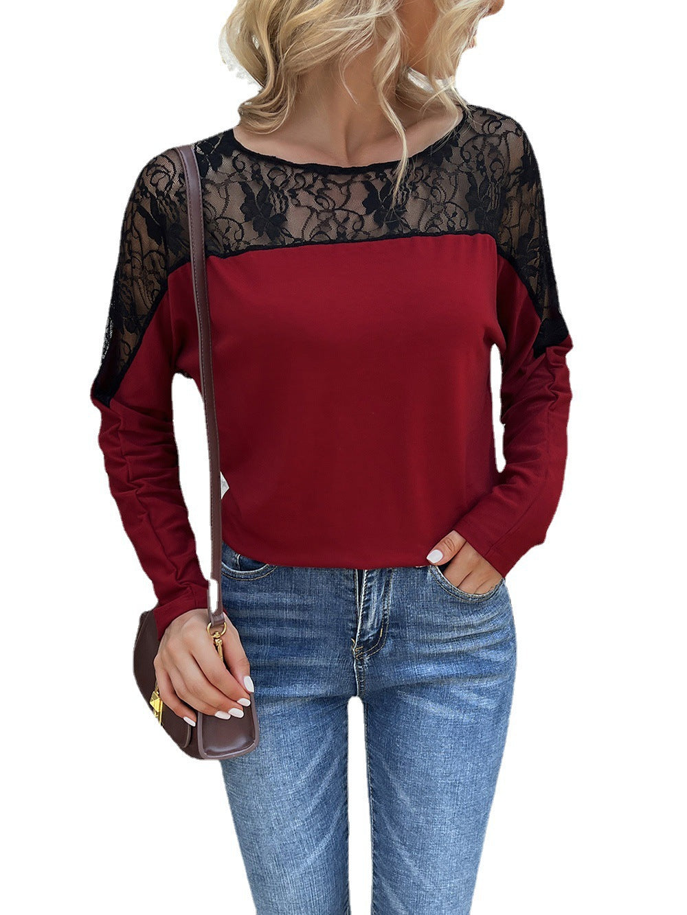 Damen T-Shirt mit Spitze und modischem Schnitt EB