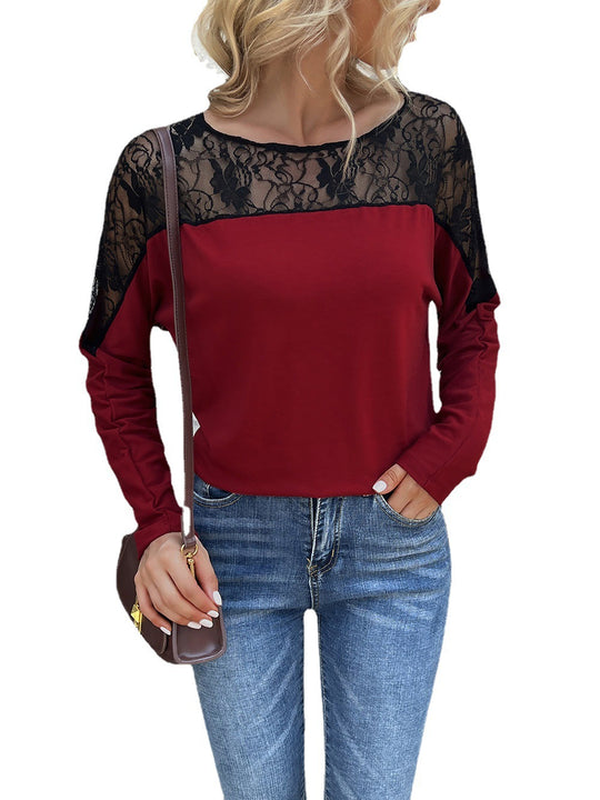 Damen T-Shirt mit Spitze und modischem Schnitt EB