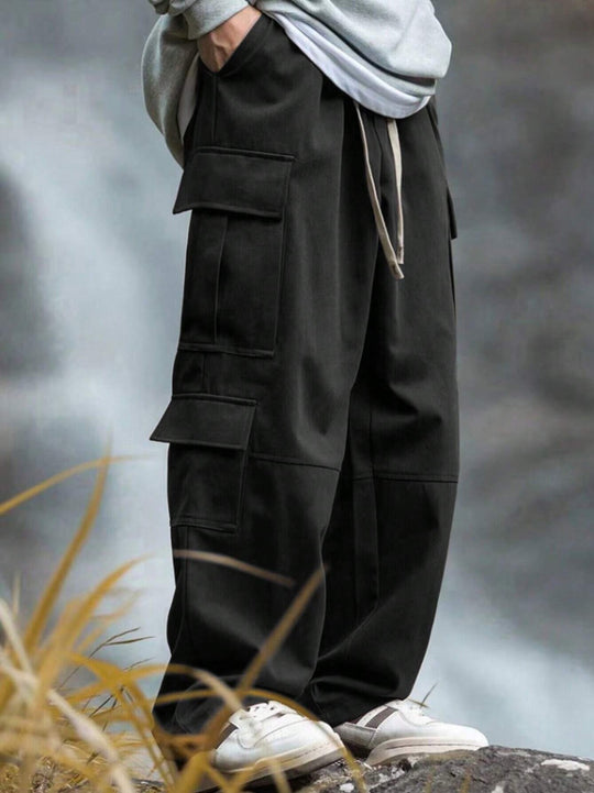 Herren nan weite Cargo-Hose mit Mehrfachtaschen, Tunnelzug und verstärkten Kniepartien EB