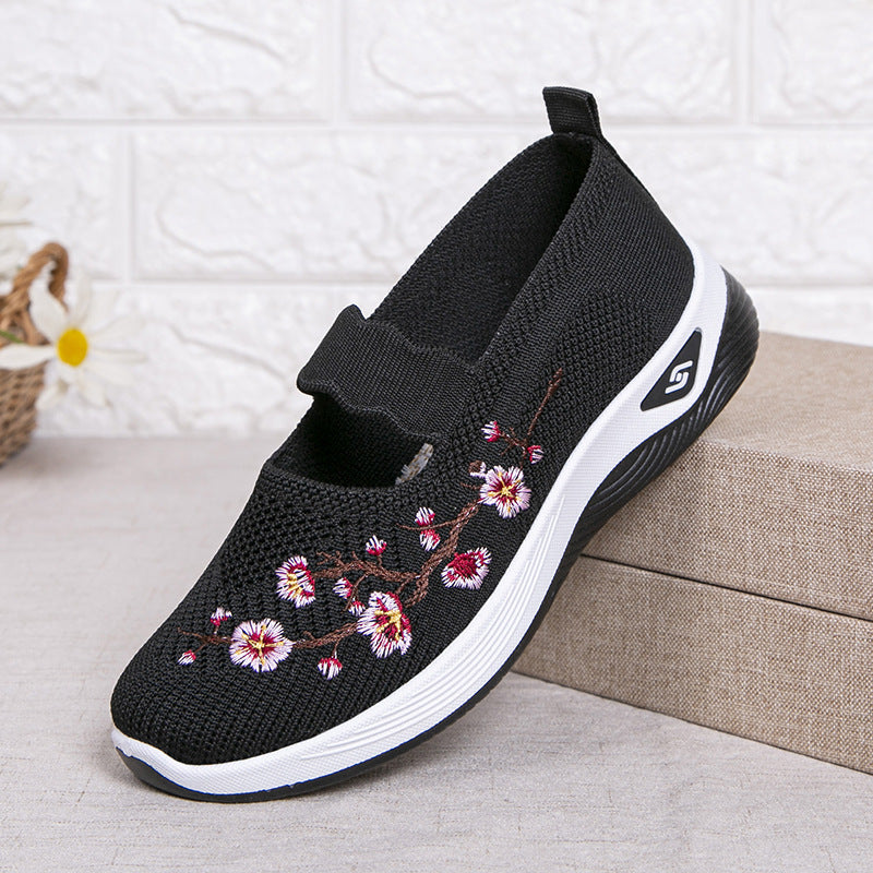 Damen modische Stoffschuhe mit elastischem Riemen und floralem Design EB