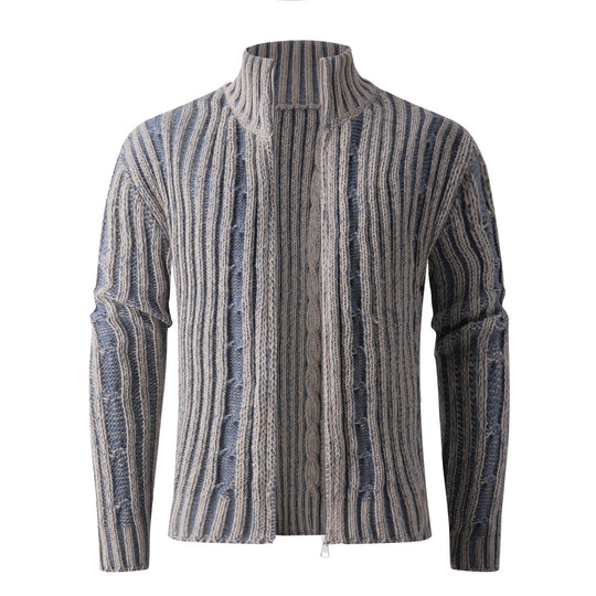 Herren modische Strickjacke mit hochabschließendem Reißverschluss und einzigartigem Muster EB