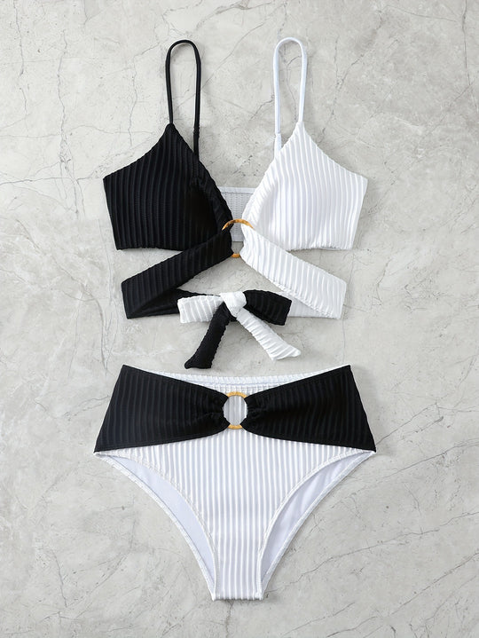 Damen Bikiniset mit raffiniertem Wickeldesign und elastischem Bund EB