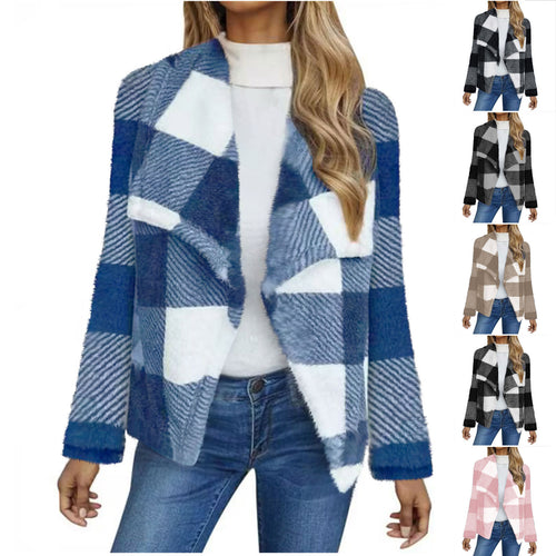 Damen Fleecejacke mit Karo-Muster EB