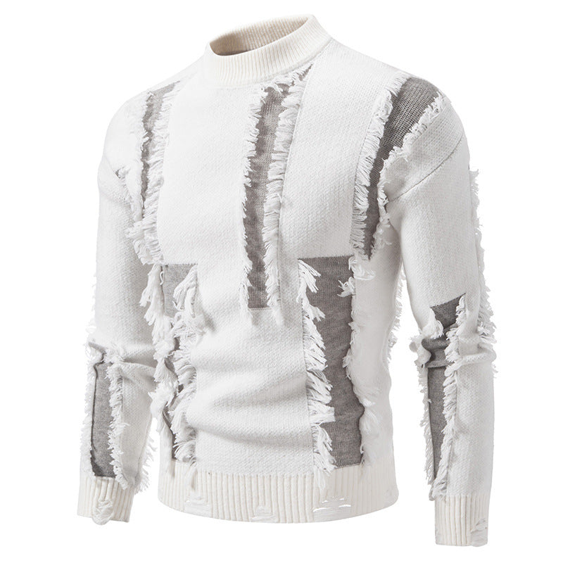 Herren Pullover mit auffälligem Fransen-Design EB