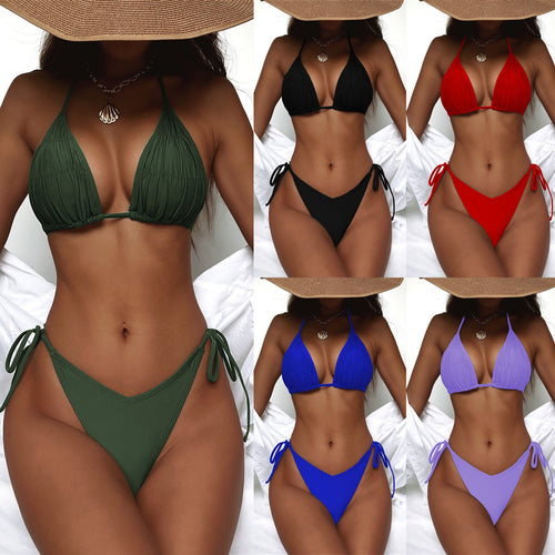 Damen Triangel-Bikini mit feinem Rüschendetail EB
