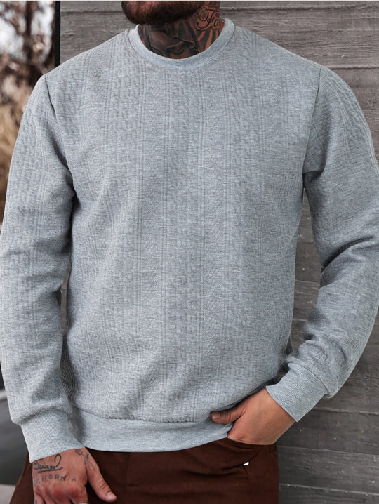 Herren nan texturiertes Rundhals-Sweatshirt mit feiner Waffelstruktur und gerippten Bündchen EB
