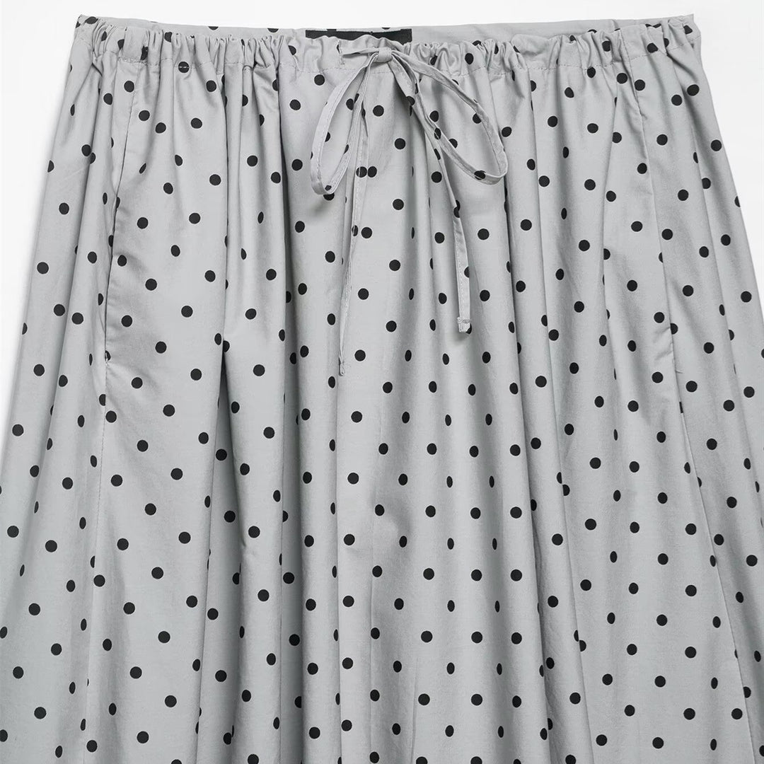 Damen Midi-Rock mit verspieltem Punkte-Design und elastischem Taillenzug EB