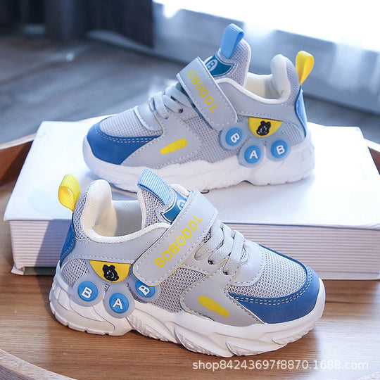 Damen Sportliche Kindersneaker mit praktischem Klettverschluss und bunten Applikationen EB
