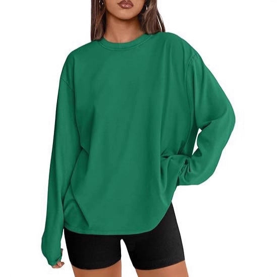 Damen Oversize-Sweatshirt mit Rundhalsausschnitt und verlängertem Saum EB