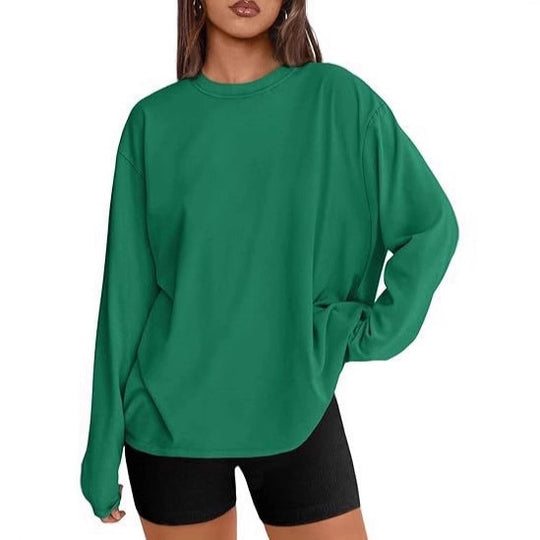 Damen Oversize-Sweatshirt mit Rundhalsausschnitt und verlängertem Saum EB
