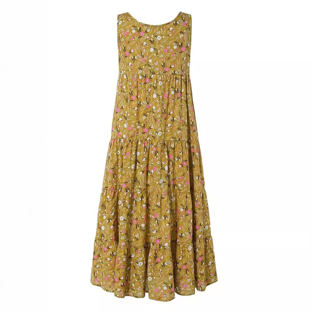 Damen Langes Freizeitkleid mit floralem Design EB