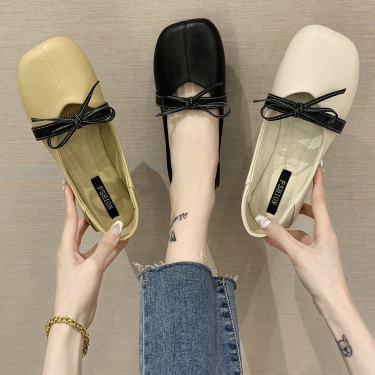 Damen elegante Ballerinas mit dekorativem Schleifenakzent EB