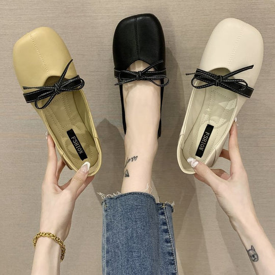 Damen elegante Ballerinas mit dekorativem Schleifenakzent EB