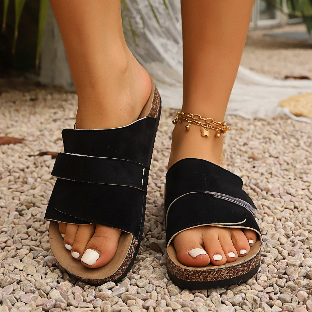 Damen Komfortable und stylische Sandalen mit Klettverschluss EB