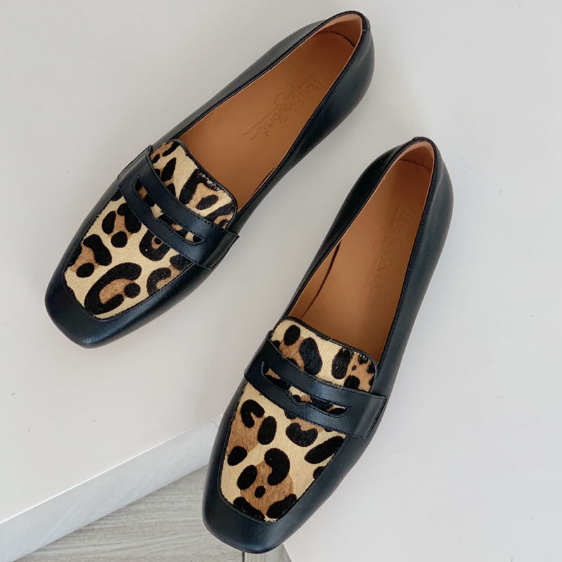 Damen Mokassin-Schuhe mit Leopardenmuster und elegantem Schnitt EB