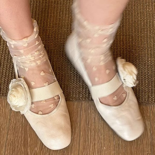 Damen Ballerinas mit floralem Dekor und elastischem Riemen EB