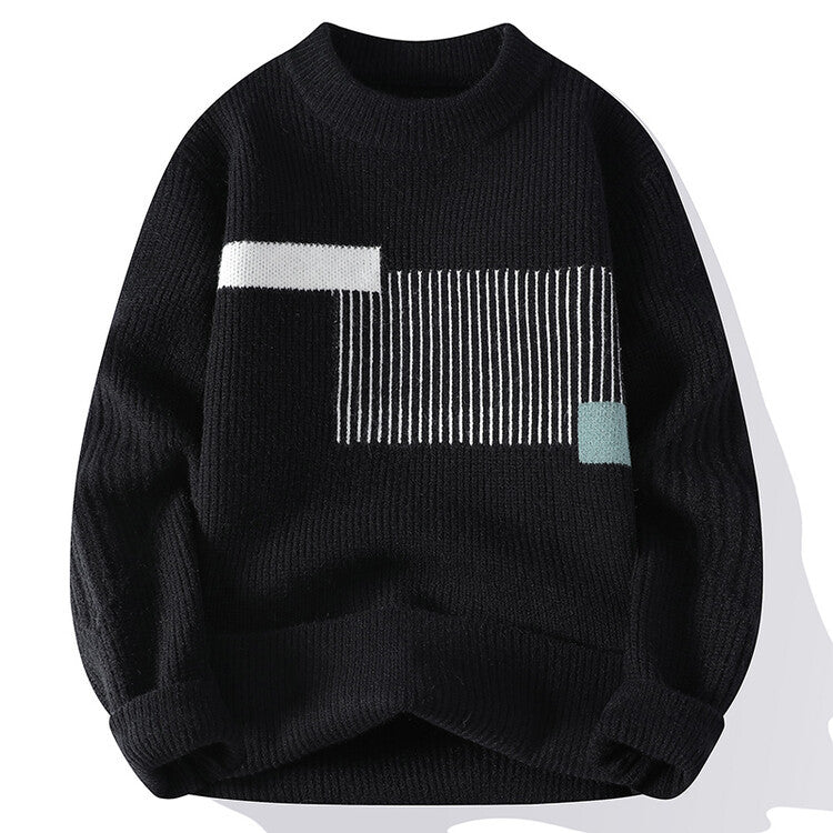 Damen moderner Strickpullover mit geometrischem Muster EB