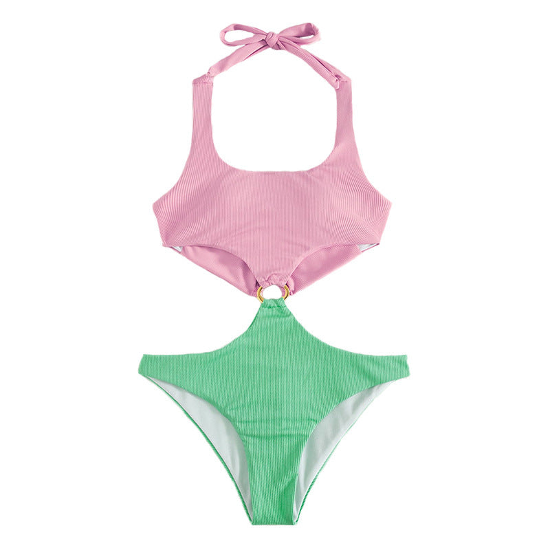 Damen Sportliches Bikini-Set mit extravaganten Rüschendetails und Ringverschluss EB
