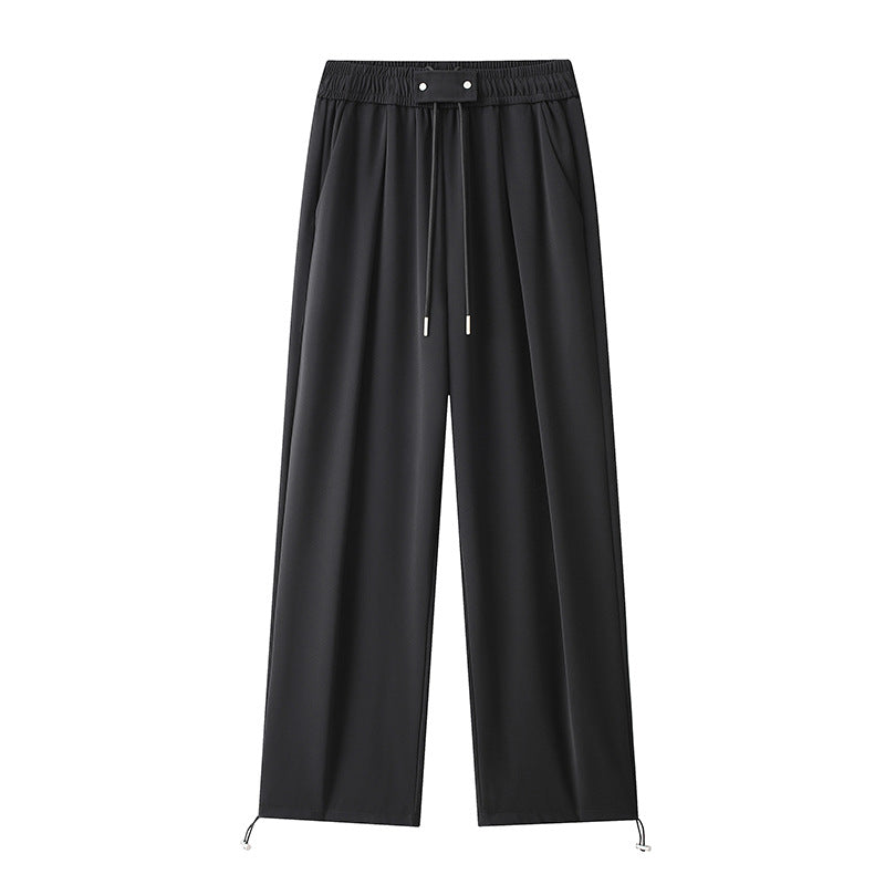 Damen Weitgeschnittene Freizeithose mit elastischem Bund und verstellbarem Kordelzug EB