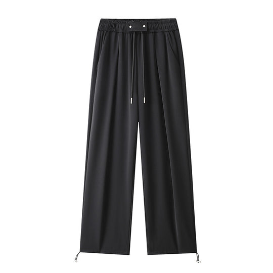 Damen Weitgeschnittene Freizeithose mit elastischem Bund und verstellbarem Kordelzug EB