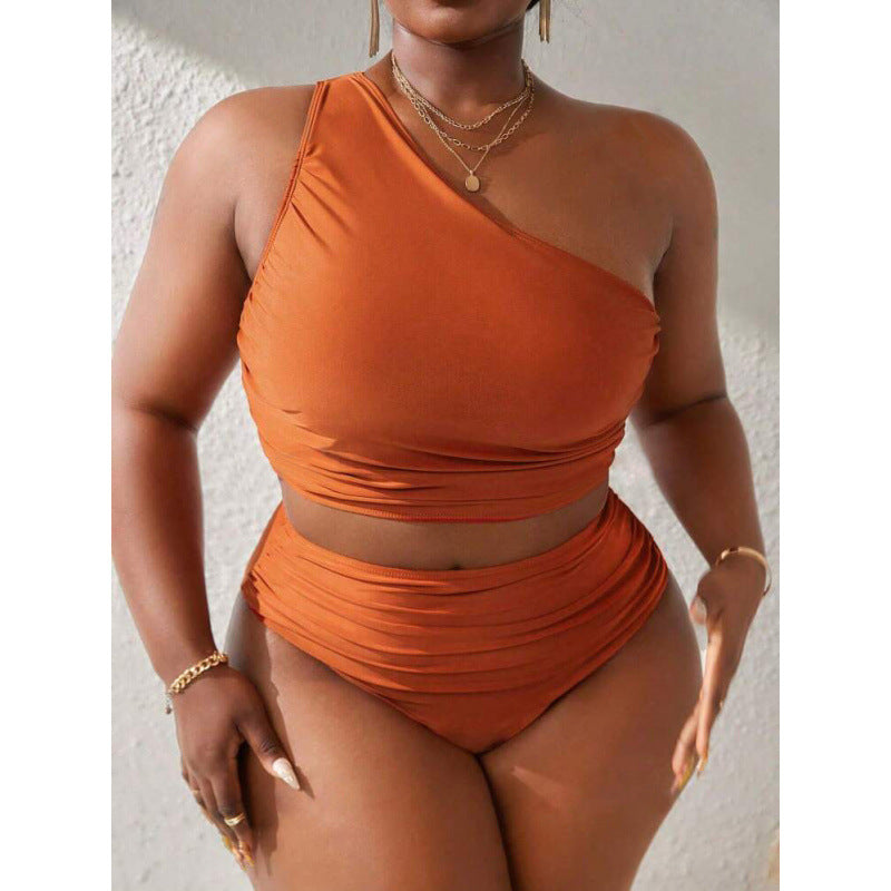 Damen Einseitiger Bikini-Set mit modischem Wickeldetail und hohem Bund EB
