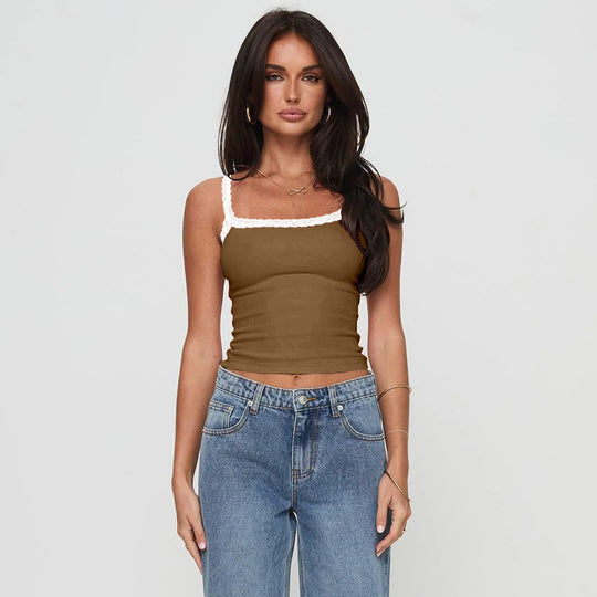 Damen Top mit Spitzenakzenten EB