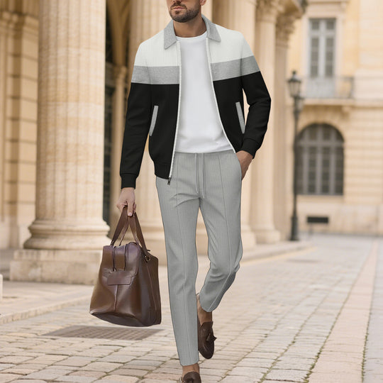 Herren moderdne Freizeitjacke mit kontrastierendem Design und lässigen Chinohosen EB