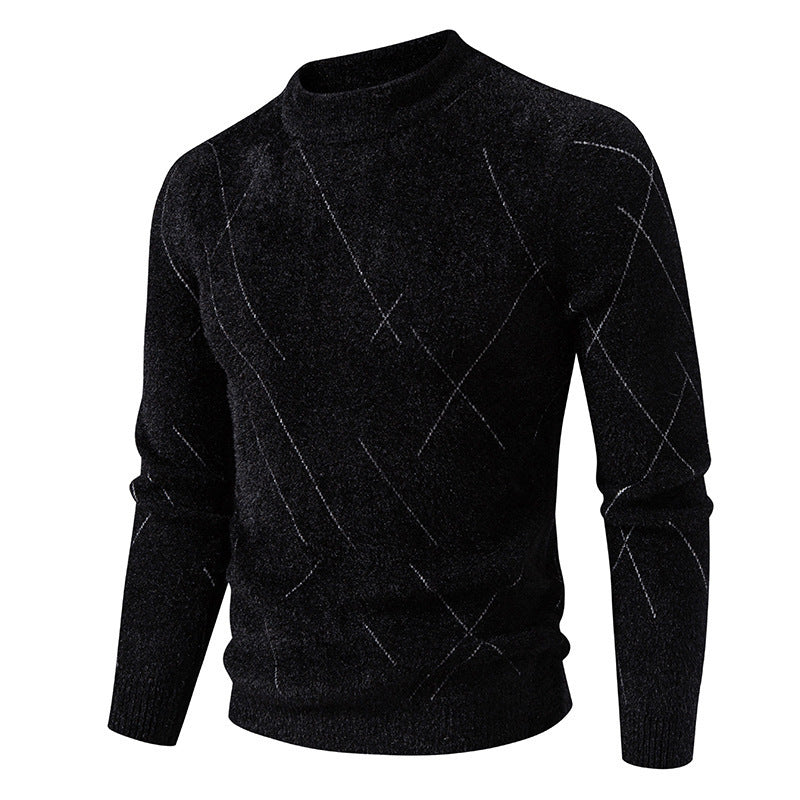 Herren Feiner Strickpullover mit modernem Zopfmuster EB