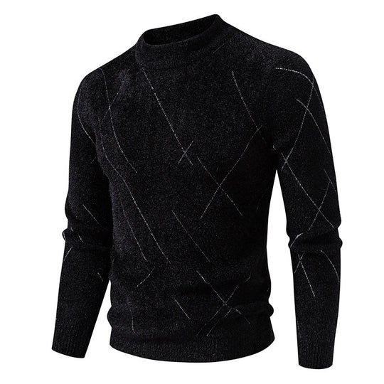 Herren Feiner Strickpullover mit modernem Zopfmuster EB