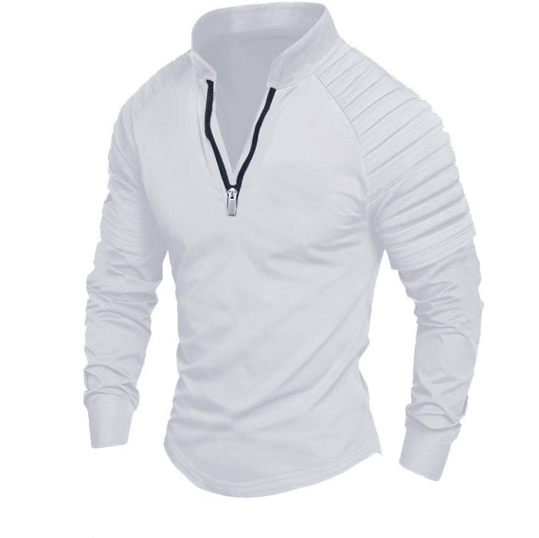 Herren nan Slim-Fit Troyer mit gesteppter Schulterpasse und halbem Reißverschluss EB